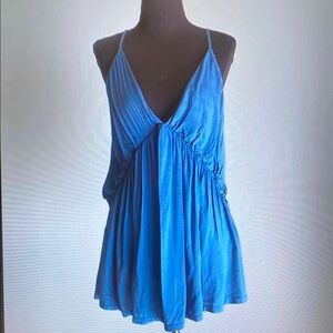 Blue Sleeveless V-Neck Dress